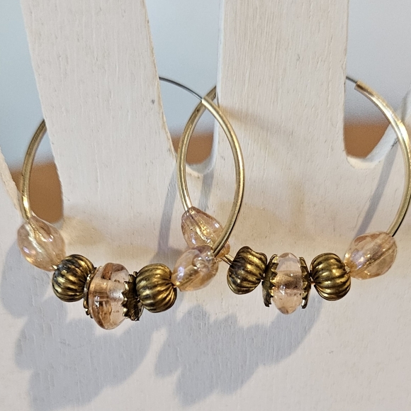 NWT'S - COWGIRL CONFETTI -  Pink Prairie Gold Plated Hoop Earrings - Picture 4 of 7
